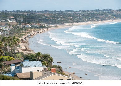 Scenic View Of Malibu Beach And Surf