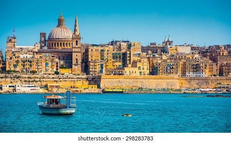 scenic View of Marsamxett Harbour and Valletta in Malta