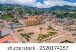 Scenic View of Mongui Town Square in Boyaca, Colombia