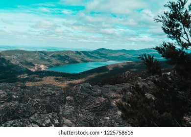 Scenic view from a mountain