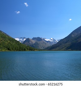 Scenic view of mountain lake