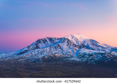 scenic view of mt st Helens with snow covered in winter when sunset ,Mount St. Helens National Volcanic Monument,Washington,usa. - Powered by Shutterstock