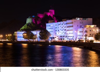 Scenic View Of Muttrah Bay In The Evening, Muscat, Oman