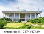 Scenic view of the National Assembly Proceeding Hall at Seoul in the Republic of Korea. The building of the South Korean national government.