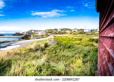 Scenic View Of An Old Fishing Village With Colourful Homes Along The East Coast Of Canada At Keels Bonavista Bay Newfoundland.