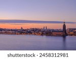 Scenic view of Old Town (Gamla Stan) during sunset in Stockholm, Sweden.