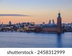 Scenic view of Old Town (Gamla Stan) during sunset in Stockholm, Sweden.