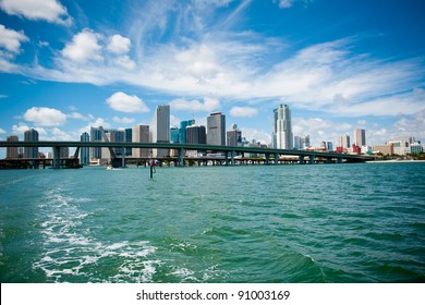 Scenic view on Miami port and bridge