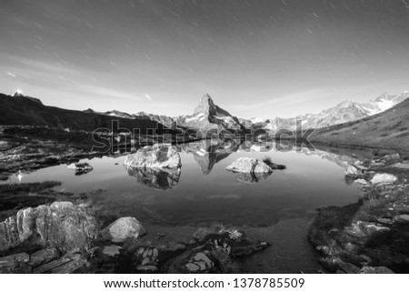 Similar – Foto Bild Matterhorn and Dente Blanche from Riffelsee mountain lake