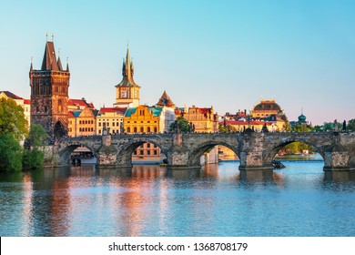 Scenic view on Prague old town and iconic Charles bridge, Czech Republic - Shutterstock ID 1368708179