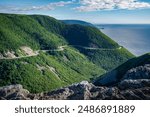 Scenic view over the horizon on the Skyline trail at dusk, Highlands national park, Nova Scotia, Canada