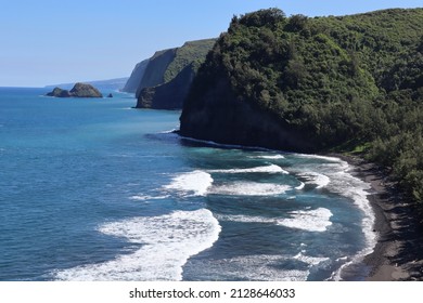 A Scenic View Of The Pacific Ocean Along The Pololu Trail On Kona, Hawaii