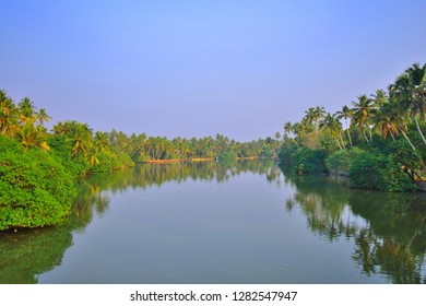 Scenic View Of Parvathy Puthanaar Canal In Anchuthengu, A Coastal Town In The Thiruvananthapuram District