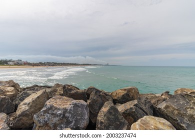 A Scenic View Of A Peaceful Ocean In Playa De Tuxpan Beach, Veracruz, Mexico