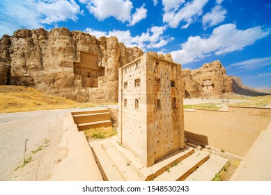 Scenic view of Persian king's tomb in Naqsh-e Rustam, Iran.