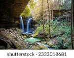 Scenic view of Pine Island Double Falls in Daniel Boone National Forest, Kentucky