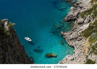 Scenic view of rocky coastline, Capri island (Italy)