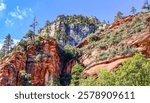 A scenic view of rocky mountains at the Start of the West Fork Trail in Sedona, Arizona