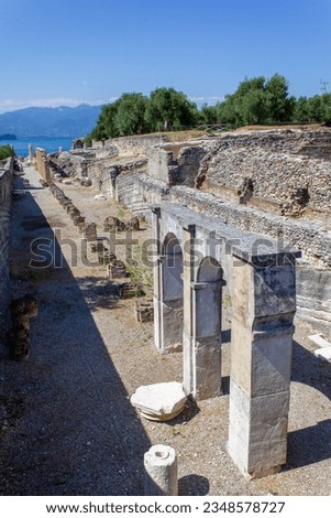 Scenic view of ruins of the archaeological site of Grotte di Catullo, Grottoes of Catullo, Sirmione, Italy