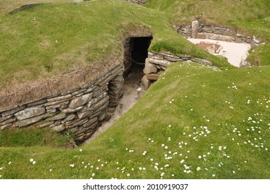 Scenic View Of Ruins At The Neolithic Village Of Skara Brae In Orkney, Scotland