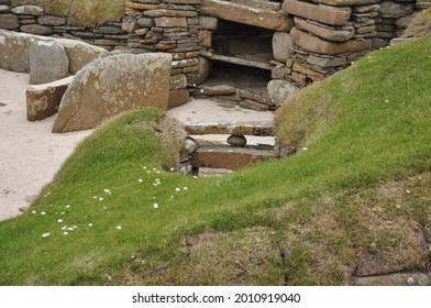 Scenic View Of Ruins At The Neolithic Village Of Skara Brae In Orkney, Scotland