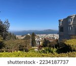 Scenic view of San Francisco from Lyon Street steps