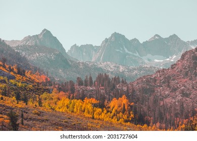 Scenic View Of Sierra Nevada Mountain. Fall Foliage Landscape. California,USA.