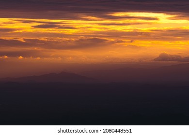 Scenic View Of Silhouette Mountains Against Sky During Sunset and beam