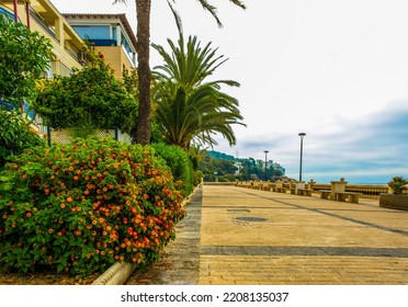 Scenic View Of Sitges. Spanish Beach Resort. Summer Holidays, Holidays And Travel. Copy Space