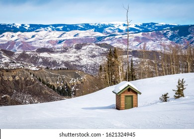 Scenic View Of The Ski Slopes Of The Aspen Snowmass Ski Resort, In The Rocky Mountains Of Colorado