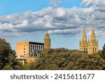 Scenic view of skyline of Australian City of Adelaide with anglican St Peter