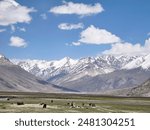 Scenic view of snow capped mountains of Zanskar valley in Ladakh 