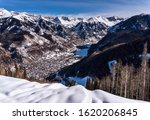 Scenic view of Telluride, Colorado and the San Juan Mountains in winter