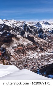 Scenic View Of Telluride, Colorado And The San Juan Mountains In Winter