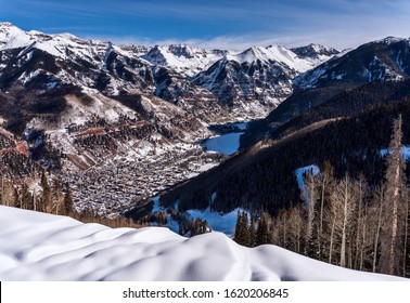 Scenic View Of Telluride, Colorado And The San Juan Mountains In Winter