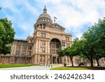 Scenic view of Texas State Capitol building in Austin at sunny summer day