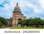 Scenic view of Texas State Capitol building in Austin at sunny summer day