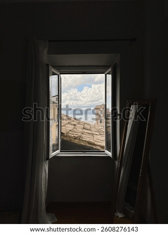 Scenic View Through Open Window