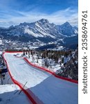 Scenic view of Tofana ski racing slope in Cortina d