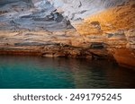 Scenic view of a underground lake, known as Heet Cave lake, located in Riyadh, Saudi Arabia