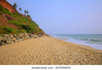 Scenic View Of Varkala Cliff And Sea.