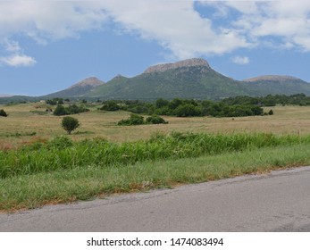 Scenic View Of The Wichita Mountains At The Comanche County In Oklahoma.