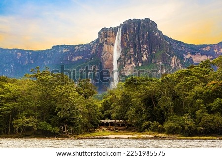 Scenic view of world's highest waterfall Angel Fall in Canaima Venezuela