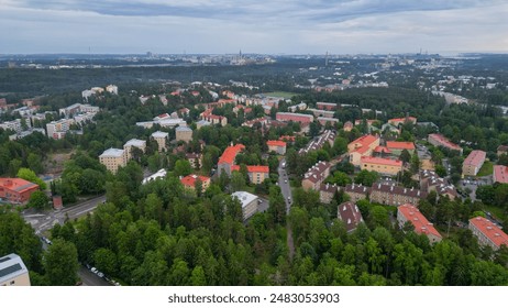 Scenic Views of North Haaga - Adolf Lindforsin Tie 9, Helsinki. North Haaga (Pohjois-Haaga in Finnish) is a residential neighborhood in the city of Helsinki, the capital of Finland.  - Powered by Shutterstock