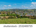 Scenic views over Blayney from Church Hill Rotary Lookout in the Central West, New South Wales, Australia.