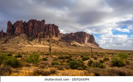 Scenic Views Of The Superstition Mountains In Apache Junction, AZ