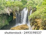 The scenic views of Yerköprü Waterfall located on the Göksu River in the Hadim District of Konya with a magnificent beauty that can enchant everyone with its unique natural beauty.