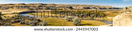 Scenic views of Writing on Stone Provincial Park in the Badlands of Alberta Canada