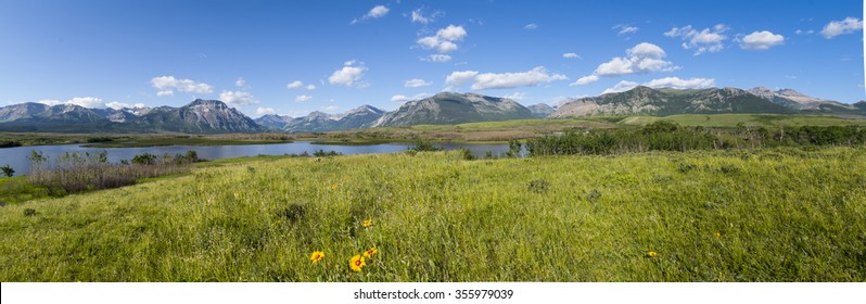 Scenic Waterton Lake In The  Mountains And Foothills Of Waterton National Park Canada