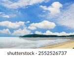 Scenic wide-angle view of Inchon Island at low tide in South Korea